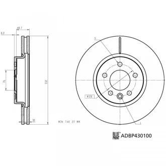 Диск гальмівний передн Лів/Прав VW AMAROK 2.0/2.0D/3.0D 12.10- BLUE PRINT ADBP430100