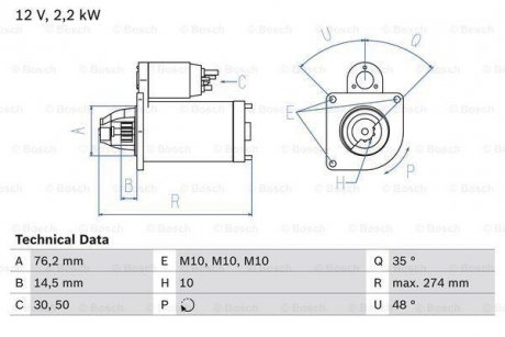 Стартер BOSCH 0986015090