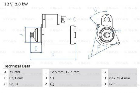Стартер BOSCH 0986025070