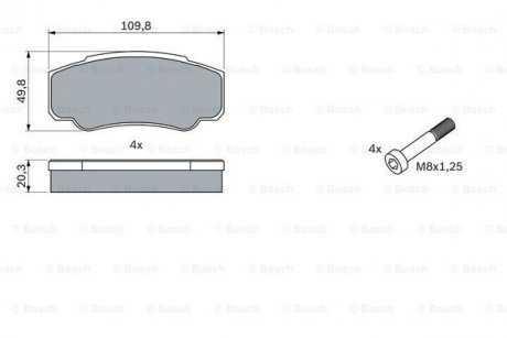 Гальм. колод. задн. JUMPER 1.9-2.5D,TD 02- BOSCH 0986424876