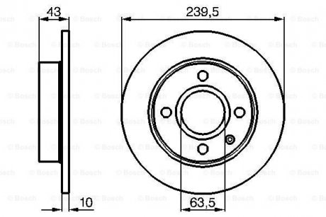 Диск гальмівний передній FORD Escort, Fiesta -96 (239,5*10) BOSCH 0986478501