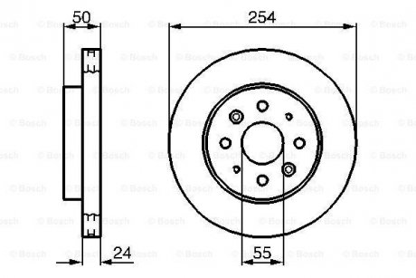 Гальмівний диск передн. Kia Rio 02-05 (254*24) BOSCH 0986479231 (фото 1)