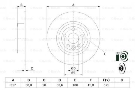 Диск гальм. задн. LAND ROVER 11- BOSCH 0986479E58