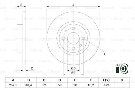 TARCZA HAM. FIAT 500 0.9 13- BOSCH 0986479E65 (фото 1)