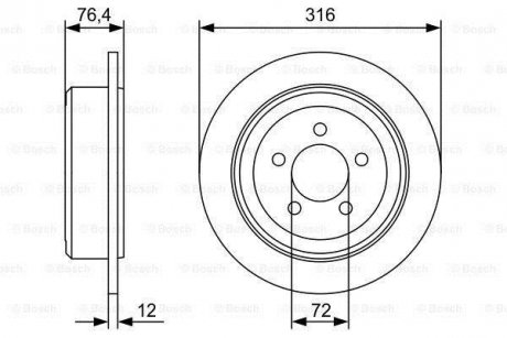 Диск гальмівний задн.Cherokee 08-,Dodge Nitro 07- BOSCH 0986479W22 (фото 1)