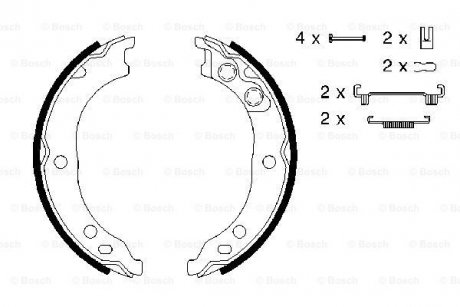 Щоки ручн. гальм. CITROEN Jumper,FIAT Ducato (з кріпленням) BOSCH 0986487712