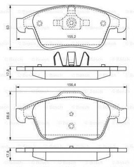 Колодки гальм. передн. RENAULT Latitude 3,0dCi 11- BOSCH 0986494556 (фото 1)