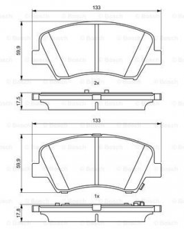 Колодки гальмівні передні Ceed 13-, Carens 1,7CRDi 13- BOSCH 0986494712