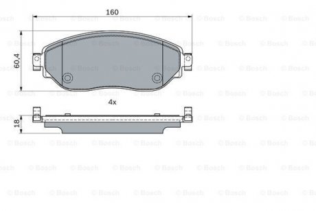 Гальмівні колодки передн.Trafic III,Opel Vivaro,Nissan NV300 14- BOSCH 0986494741