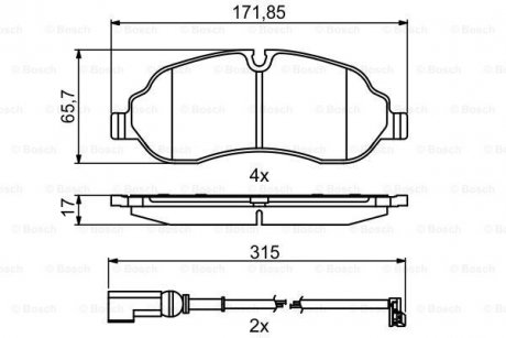 Гальмів.колодки передн.Transit 2,2TDCi 13- BOSCH 0986494845