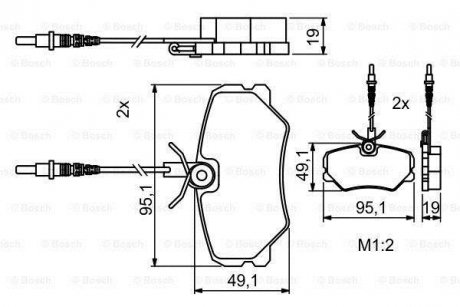 Гальмівні колодки перед. PEUGEOT 306, 405 1,6-2,0 92-97 BOSCH 0986494849