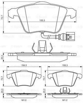 Гальмівні колодки перед. AUDI A3/TT VW Golf V, Passat 05- SEAT Leon (з датчик.) BOSCH 0986495356 (фото 1)