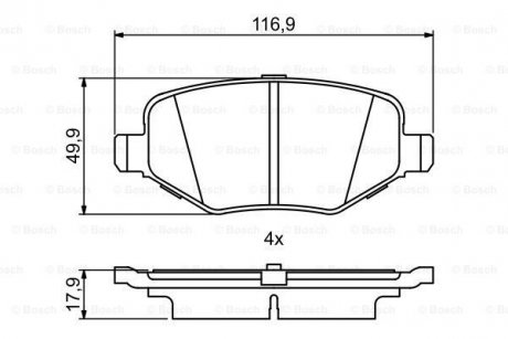 Колодки гальм. задн. Explorer (USA) 3.5 10- BOSCH 0986495395 (фото 1)