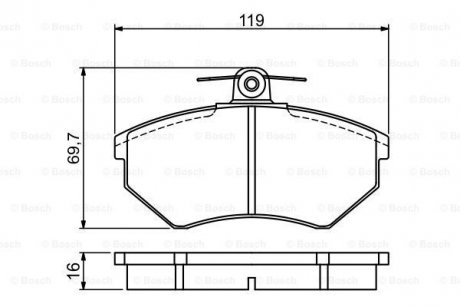 Гальмівні колодки перед. (16мм) VW Golf II, III, Passat SEAT FIAT Croma (без датчик.) BOSCH 0986495457