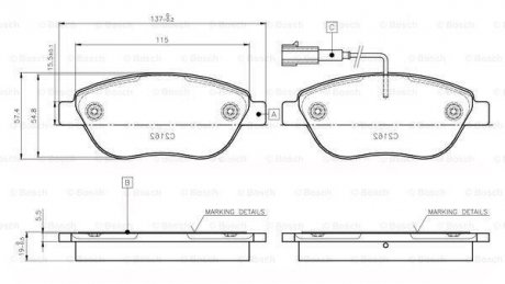 Гальмівні колодки, дискове гальмо (набір) BOSCH 0986TB2961