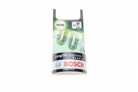 Лампа W5W Longlife DayTime +10 % (2 шт) збільш. ресурс ! BOSCH 1 987 301 052 (фото 1)