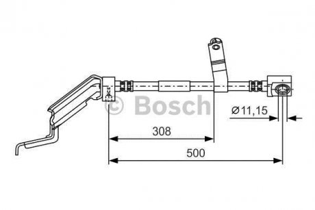 Шланг гальмівний передн.прав.Grand Voyager 95- BOSCH 1987476866