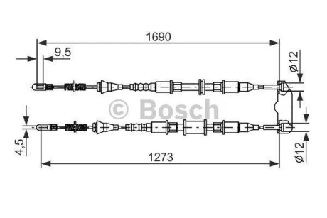 Трос ручного гальма задній Astra 92- BOSCH 1987477129