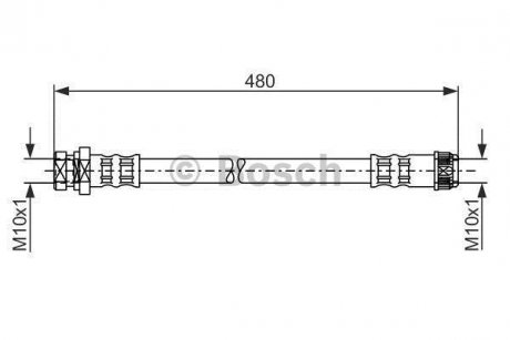 Гальм.шланг задн. лів. MASTER II 98- BOSCH 1987481074 (фото 1)