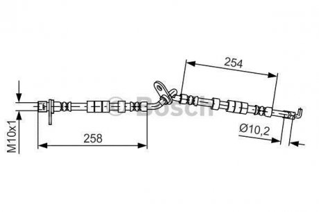Шланг гальмівний передн. прав.Mazda 6 03- BOSCH 1 987 481 597