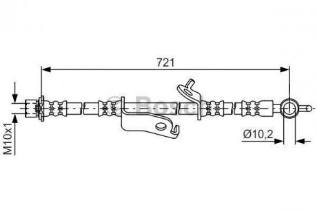 Шланг гальм. передн. лів. TOYOTA PRIUS 08- BOSCH 1 987 481 636 (фото 1)