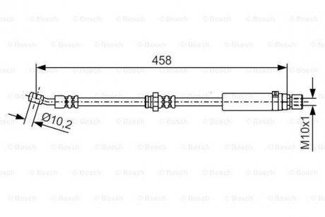 Гальмівний шланг передній, прав. REZZO 05- BOSCH 1987481663 (фото 1)