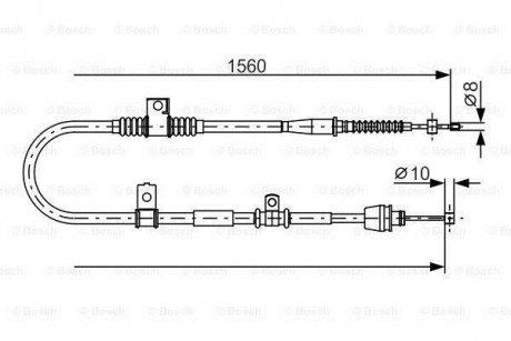 Трос ручн.гальма прав.Cerato 04/04-11/04 BOSCH 1987482360