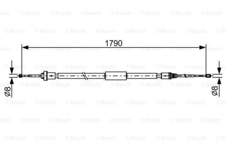 Трос ручного гальма задн. бараб. механ. 1790/915 мм C3 III, PEUGEOT 208 I BOSCH 1 987 482 495