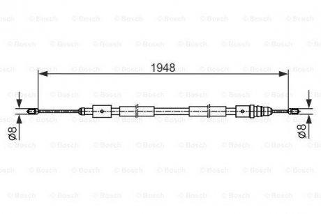 Трос стоян.гальма C4 Picasso 05- прав.диск. BOSCH 1987482541