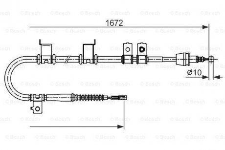 Трос ручного гальма задній лівий i30 07- BOSCH 1987482713 (фото 1)