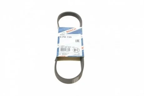 Ремінь П-клиновий 5PK725 CITROEN Berlingo, Saxo 1,0-1,6, BX 1,9 PEUGEOT 1,1-1,9: Partner, 106/309/4 BOSCH 1 987 947 831