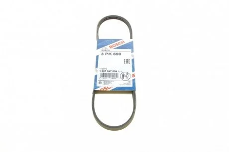 Ремінь П-клиновий 3PK690 FIAT Fiorino 1,7D, Uno 1,0/1,1 LANCIA Y10 1,1 89-95 BOSCH 1 987 947 884