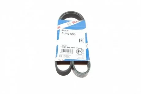 Ремінь П-клиновий 5PK950 BMW E46 HONDA Prelude, Legend KIA Clarus MITSUBISHI BOSCH 1 987 948 400
