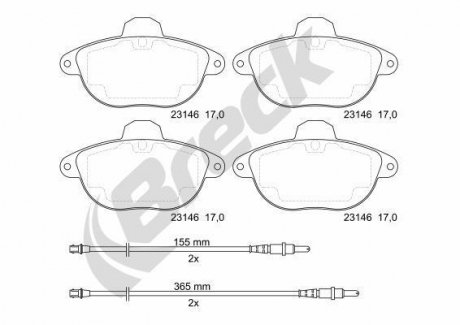 Гальмівні колодки, дискове гальмо (набір) BRECK 231460050110 (фото 1)