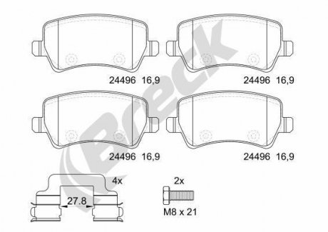 Тормозные колодки, дисковые BRECK 244960070210