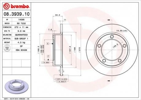 Тормозной диск BREMBO 08393910