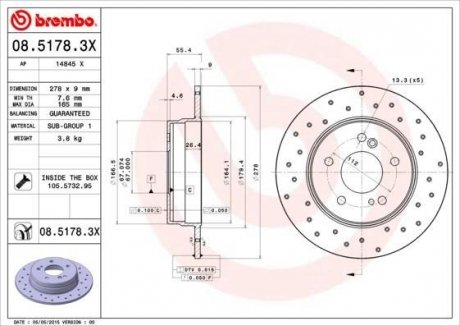 Гальмівні диски BREMBO 0851783X