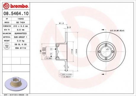 Тормозной диск BREMBO 08546410