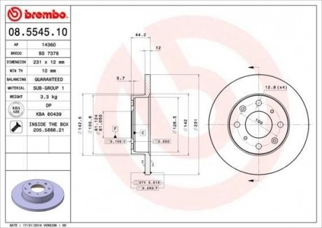 Тормозной диск BREMBO 08.5545.10 (фото 1)