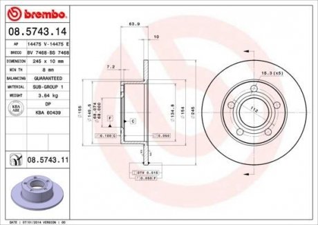 Гальмівний диск BREMBO 08574314
