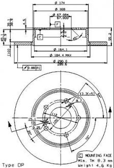 Тормозной диск BREMBO 08721176 (фото 1)