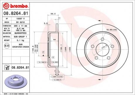 Гальмівний диск BREMBO 08.8264.81