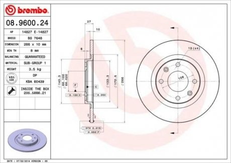 Гальмівний диск BREMBO 08960024