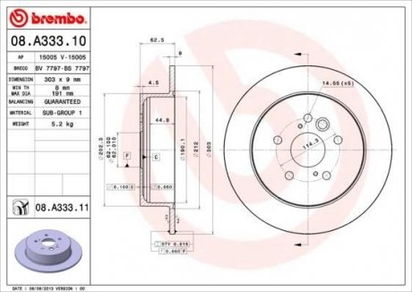 Диск тормозной BREMBO 08A33311