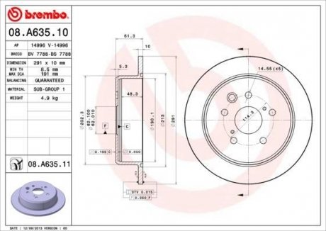 Диск гальмівний BREMBO 08A63511 (фото 1)