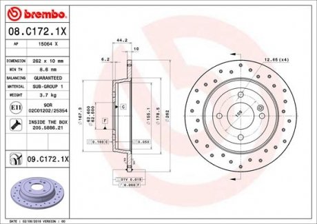 Диск тормозной BREMBO 08C1721X