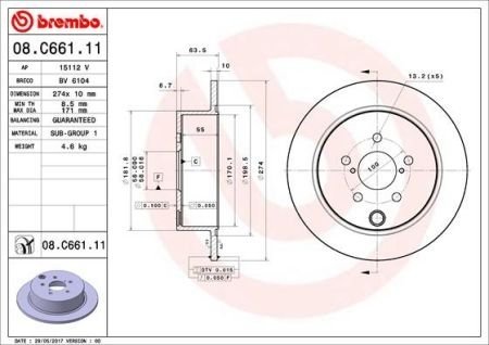 Тормозной диск Painted disk BREMBO 08C66111 (фото 1)