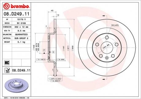 Диск тормозной S90 16- tyі BREMBO 08D24911