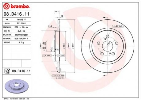 Гальмівний диск BREMBO 08D41611