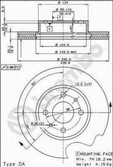 Тормозной диск BREMBO 09302320 (фото 1)